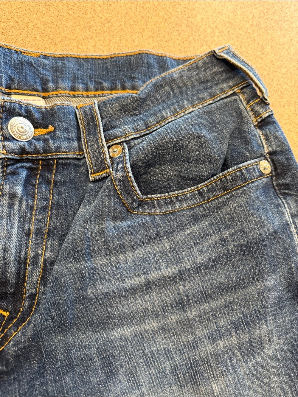 True Religion Two-Tone Blue Denim Jeans Ricky Relaxed Straight 32X31 - Picture 9 of 14